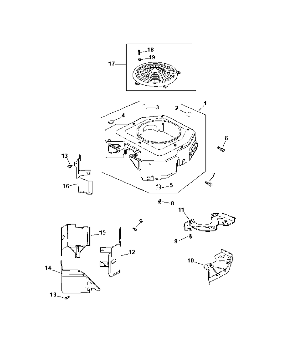 Blower Housing And Baffles Diagram and Parts List for Z-FORCE50 17AH3AGP-17AH3AGP709-17AH3AGP710 Cub Cadet Lawn Tractor